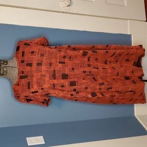 Lula Roe orange and black dress mid length